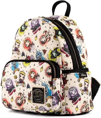 Miniatura 2 de Loungefly POP Disney Villains Tattoo All Over Print - Bolso de hombro con doble correa para mujer, Multi
