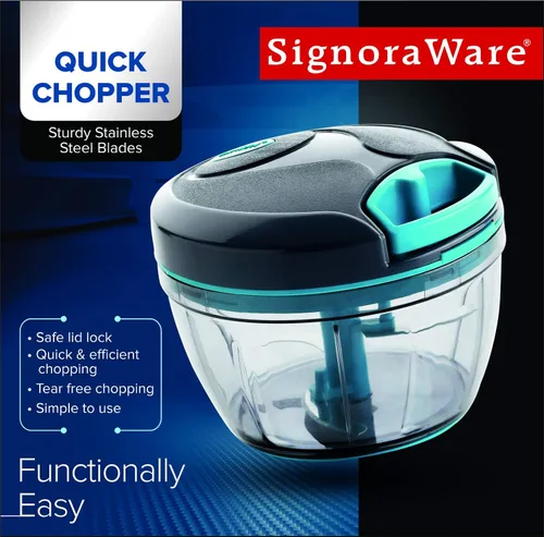 Miniatura 4 de SIGNORAWARE - Procesador manual de alimentos, picador de verduras, cuerda manual fácil de tirar, picador portátil de alimentos de acero inoxidable