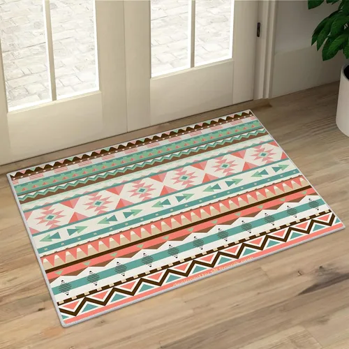 Miniatura 12 de Aztec 2x3 Area Rugs for Living Room Washable Non Slip - Rustic Carpet Low Pile Soft - Abstract Rug for Bedroom Dining Room Kitchen Entryway Indoor