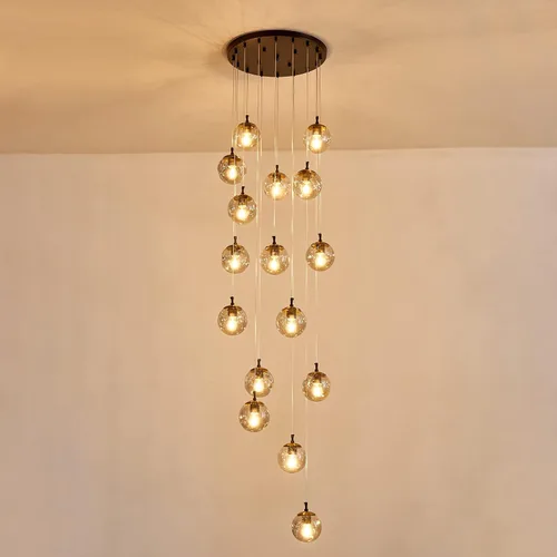 Miniatura 9 de Lámpara colgante de 8 luces, color negro con globos de vidrio, lámpara de techo Sputnik clásica vintage para cocina, sala de estar, comedor