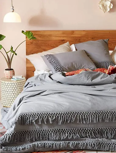 Miniatura 43 de Edredón hippie puro con borlas para dormitorio, manta bohemia con flecos indios, funda de edredón de algodón para mujer con fundas de almohada