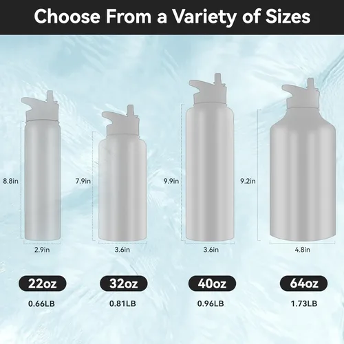 Miniatura 3 de HASLE OUTFITTERS Botella de agua aislada de 22 onzas, botella de agua de acero inoxidable de doble pared, boca ancha con tapa de popote y tapa