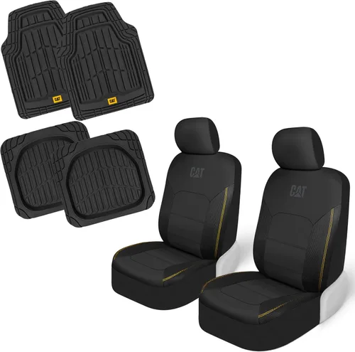 Miniatura 11 de Cat FlexHybrid - Fundas de asiento de automóvil, de piel sintética negra de alta calidad + fundas de asiento de malla para autos, camiones, SUV