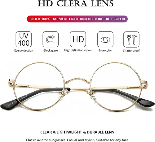 Miniatura 5 de PORADAY Circle Lennon - Gafas de sol redondas polarizadas estilo hippie pequeño círculo