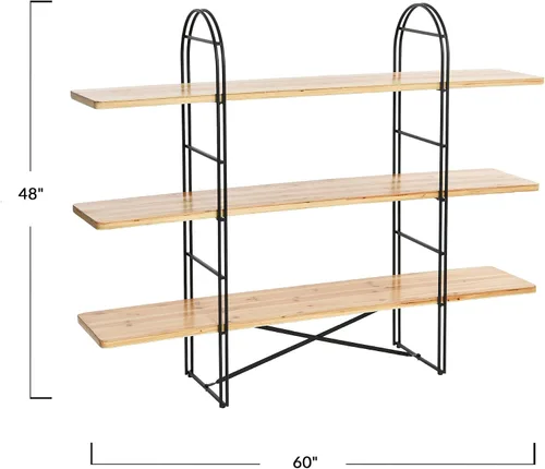 Miniatura 3 de Main + Mesa Estantería ajustable Eitri de madera y metal, abeto nórdico