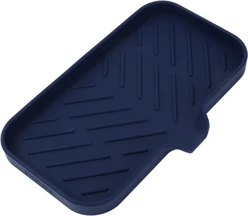 MicoYang Jaboneras de baño de silicona con boquilla de drenaje, organizador de fregadero de cocina, soporte de esponja, bandeja de jabón para Azul