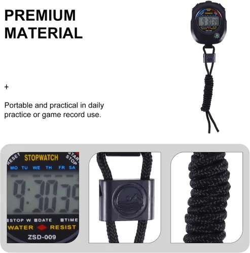 Miniatura 5 de Cronómetro portátil con cronómetro, temporizador deportivo digital ligero para árbitro y juego, cronómetro de entrenamiento multifunción con fácil