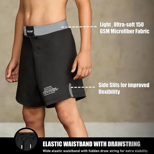 Miniatura 2 de Elite Sports Pantalones cortos de entrenamiento para niños MMA BJJ No GI UFC, pantalones cortos deportivos para niños y niñas, pantalones cortos