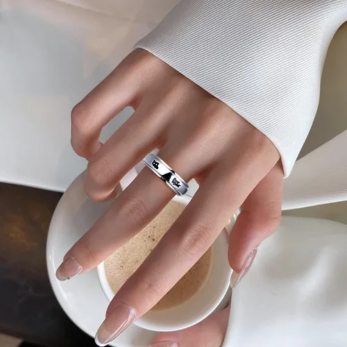 Miniatura 5 de LYTTMAB Keep Pawstive - Anillo de ansiedad para mujer, anillo giratorio con estampado de pata de perro y gato, anillo para ansiedad para mujer