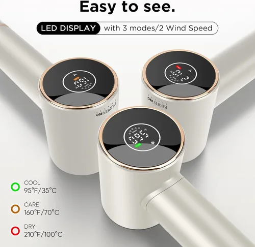 Miniatura 2 de PARWIN PRO BEAUTY Secador de pelo Air-Sonic con difusor, pantalla LED HD y secador iónico de alta velocidad de 110.000 RPM, rizadores de envoltura