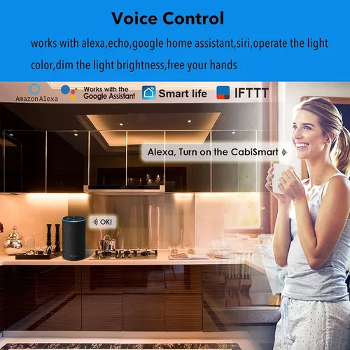Miniatura 3 de Tira de luces LED regulables para debajo del mostrador, luz cálida, luz diurna, barra de luz ajustable blanca fría, compatible con Alexa, Google