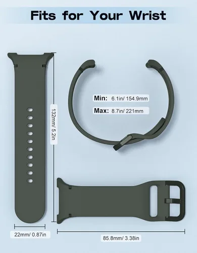 Miniatura 5 de Correa deportiva para Samsung Galaxy Watch 8 Band 1.575 in 1.732 in/Galaxy Watch 8 Classic 1.811 in, correa de repuesto de silicona suave