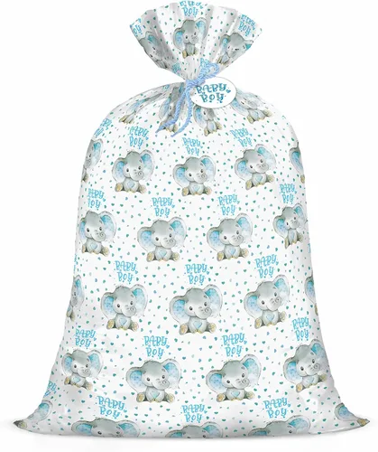Miniatura 10 de WRAPAHOLIC Bolsa de regalo de plástico neutro extra grande de 56 pulgadas para bebé, hojas de eucalipto, bolsa de bicicleta jumbo para regalos