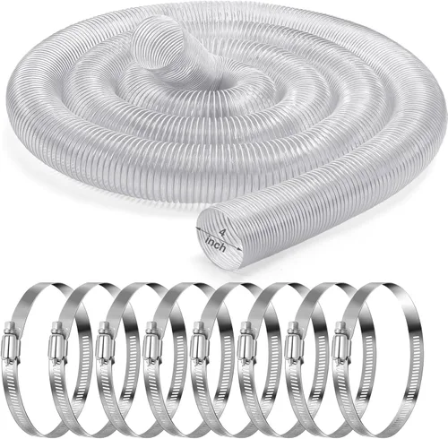 Miniatura 7 de Yaocom Manguera de recolección de polvo de PVC de 6 pulgadas y 30 pies con abrazaderas de acero inoxidable, flexible y transparente al vacío