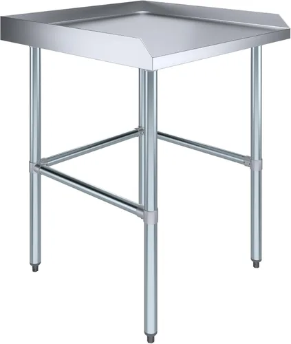 Miniatura 7 de AmGood Mesa de trabajo comercial con base abierta con salpicaduras y salpicaduras laterales, mesa de preparación de acero inoxidable para cocina