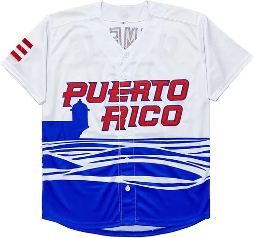 Miniatura 2 de Camiseta de béisbol clásica de Puerto Rico #21 Roberto Clemente #1 World Game Classic con costuras S-XXXL