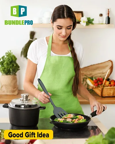 Miniatura 7 de Paquete de 2 espátulas volteadoras de silicona, juego de espátulas de cocina ranuradas antiadherentes, utensilios de cocina resistentes al calor sin