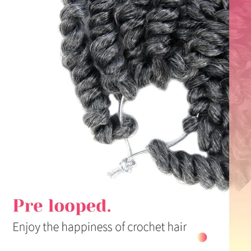Miniatura 4 de BOHOBABE Cabello de Ganchillo Pre-retorcido Passion Twist de 14 Pulgadas Cabello Corto Ombré Gris Pre-enrollado de Ganchillo Passion Twist para Gris