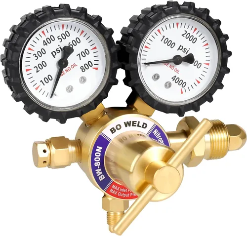 BO WELD Regulador de nitrógeno con 0-800 PSI, conexión de entrada CGA580 y calibre de conexión de salida de 1/4 '' macho