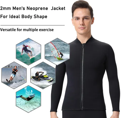 Miniatura 2 de Wetsuits Top Jacket Women Men 2mm Neoprene Long Sleeve Shirt Front Zipper Vest Wet Suit Keep Warm for Adult Youth Diving Surfing Swimming Water