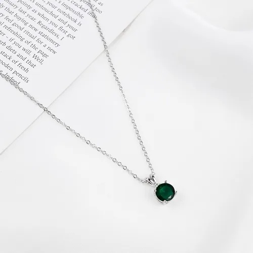 Miniatura 30 de 8mm Round Cubic Zirconia Sterling Silver Necklace Dainty Necklace Birthstone Jewelry Pendant Necklaces for Women