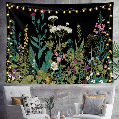 Miniatura 3 de HOMKUMY Tapiz de pared de flores, tapiz hippie bohemio, tapiz psicodélico indio para colgar en la pared, decoración del hogar, dormitorio, sala