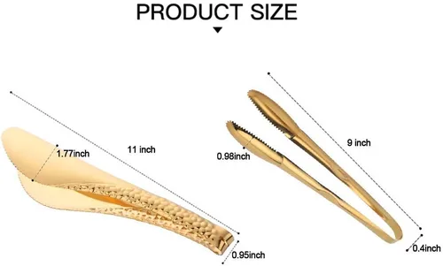 Miniatura 4 de Paquete de 2 pinzas de acero inoxidable doradas de 9 pulgadas, antideslizantes y de fácil agarre, clip de bloqueo inteligente, práctico utensilio