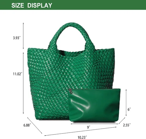 Miniatura 5 de Dyalsa Bolsa tejida para mujer, bolsa de mano de piel vegana, bolsa grande de verano para la playa, bolso retro hecho a mano para viaje