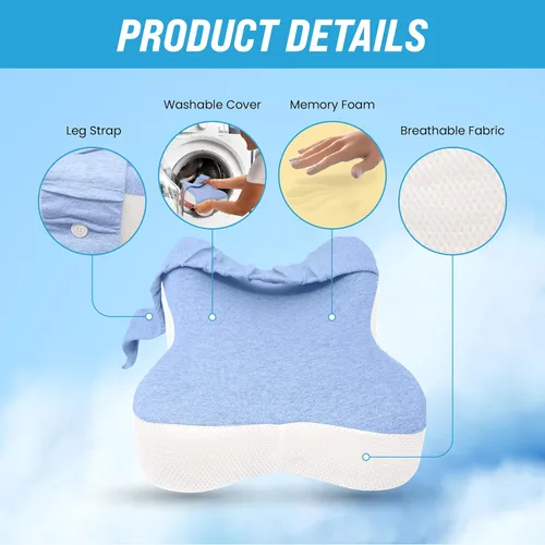 Miniatura 6 de Lumia Wellness Almohada ortopédica larga para dormir de lado, soporte contorneado muslos y rodillas para ciática, cadera trasera, alivio calmante