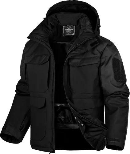 FREE SOLDIER Chaqueta de esquí impermeable para hombre, abrigo cálido de invierno para nieve, snowboard con múltiples bolsillos, capucha desmontable