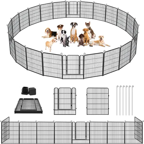 Miniatura 17 de Corralito para perros, 32 pulgadas, 10 paneles cerca para perros de exterior, corral para perros de interior antióxido, corral para mascotas