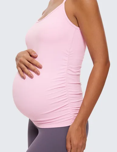 Miniatura 5 de CRZ YOGA Butterluxe - Camiseta sin mangas de maternidad con espalda en Y para mujer, fruncida, básica, sin mangas, atlética, para yoga