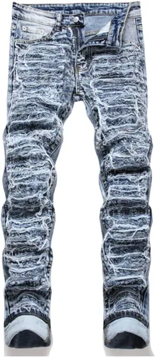 Jukpem - Jeans apilados para hombre, jeans ajustados rasgados góticos de Y2k, Punk de moda Y2K, pantalones de moda Y2K, pantalones de lúpulo, a la