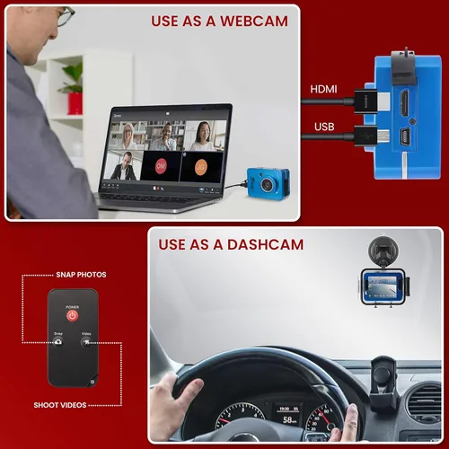 Miniatura 8 de Sound Around Gear Pro Sports Action Camera - Mini videocámara HD 1080P con cámara de 12 MP, pantalla táctil de 2.4 pulgadas, tarjeta USB SD HDMI