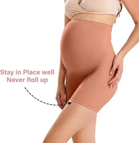 Miniatura 5 de Gratlin Fajas de maternidad sin costuras para mujer, pantalones cortos de embarazo, bragas de cintura alta, ropa interior a medio muslo
