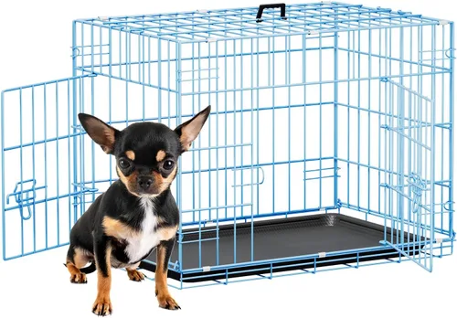 Miniatura 42 de FDW Jaula para perros con doble puerta, jaula plegable de alambre de metal de 36 pulgadas con bandeja extraíble y panel divisor, jaula para mascotas