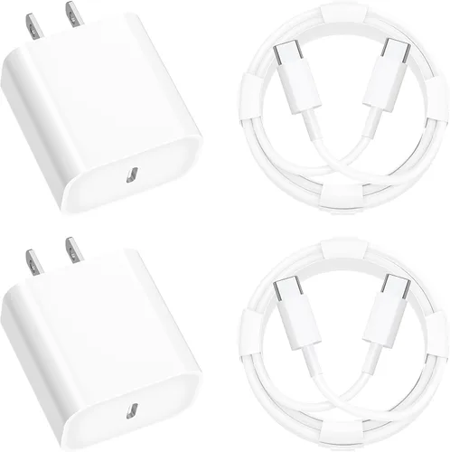 [Certificado MFi de Apple] Cargador de carga rápida para iPhone 17, paquete de 4 cargadores Stuffcool PD 20 W, USB C, adaptador de corriente Rayas
