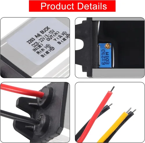 Miniatura 5 de Regulador de voltaje DC Buck Convertidor de voltaje DC 8-22V a 3-15V 5V 12V 3A módulo reductor impermeable convertidor de corriente de coche CC