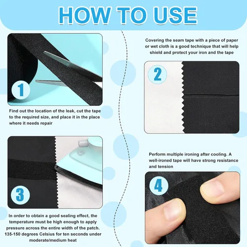 Miniatura 3 de Outus Wetsuit Repair Iron On Seam Sealing Tape 32.8 Ft Seam Sealing Patch Waterproof for Neoprene Wetsuit Drysuit Fishing Suits Industrial Standard