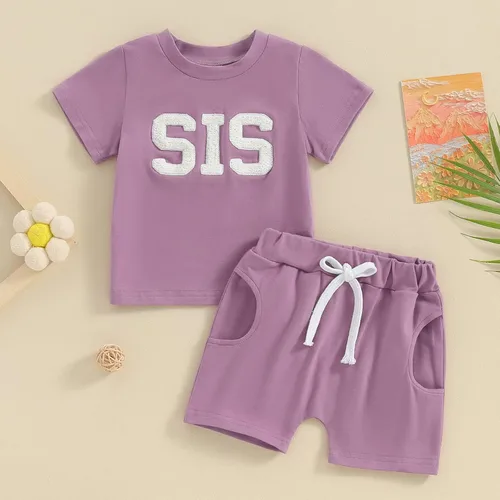 Miniatura 2 de FIOMVA Conjunto de 2 piezas a juego para hermana pequeña, ropa de verano para niña pequeña