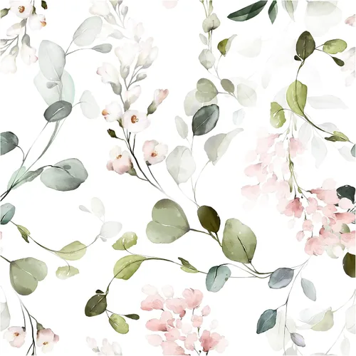 Miniatura 10 de Blooming Wall DPY53-D Papel pintado de rosas frescas de acuarela con hojas boho texturizadas despegar y pegar autoadhesivo papel pintado pre-pegado