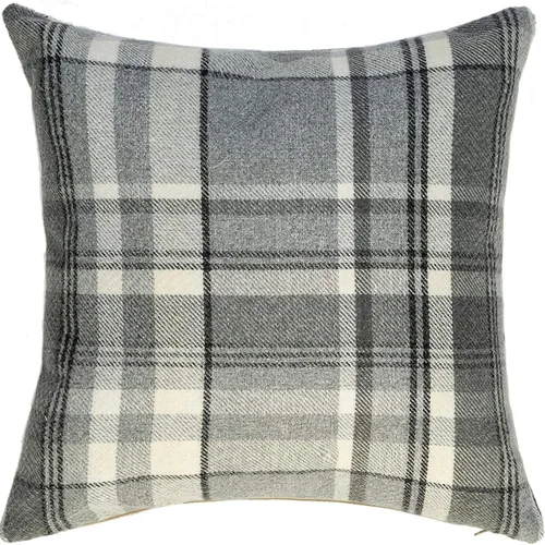 McAlister Textiles Funda decorativa de almohada de tartán Heritage en gris carbón, cuadritos escoceses, lavable a máquina, 43 x 43 cm para