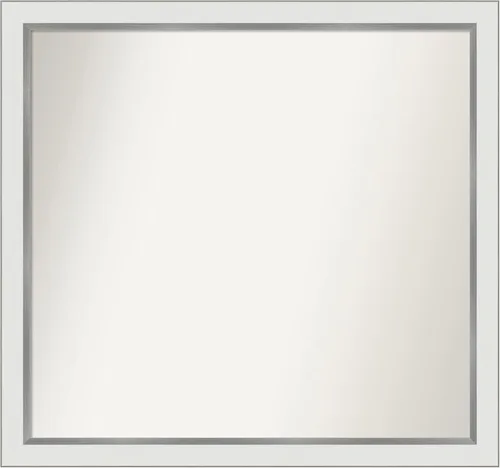 Miniatura 442 de Amanti Art Espejo de baño blanco para sobre el fregadero, 30 x 35 pulgadas, espejo de tocador rectangular estrecho de Eva de oro blanco, marco