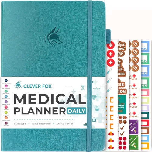 Miniatura 8 de Clever Fox Planificador médico diario – Cuaderno de diario de salud, diario de bienestar y cuaderno de registro de autocuidado, dura 3 meses, 7 x