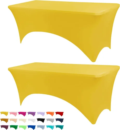Miniatura 42 de BDDC - Fundas de mesa para mesas de 6 pies, manteles elásticos lavables y resistentes a las arrugas de color azul real de 6 pies para eventos