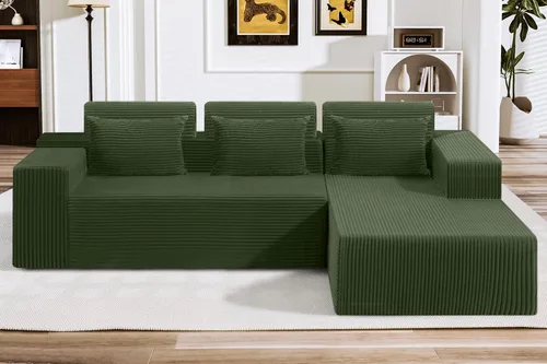 Miniatura 12 de HABUTWAY Sofá modular modular de 101 pulgadas con asiento profundo, moderno sofá convertible en forma de L, sofá tapizado con diván para sala