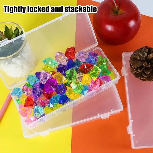 Miniatura 7 de 10 cajas de almacenamiento de plástico de 6 pulgadas, pequeños recipientes de almacenamiento con tapas con bisagras, cajas transparentes