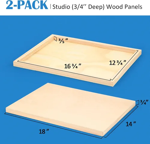 Miniatura 2 de Kit de Paneles de Lienzo de Madera de Abedul Sin Terminar, Falling in Art Paquete de 2 de 14x18'' Tablas de Cuna de Estudio de 3/4'' de Profundidad
