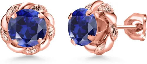 Miniatura 70 de Gem Stone King Aretes de plata de ley 925 de 0.236 in con piedra natal redonda para mujer