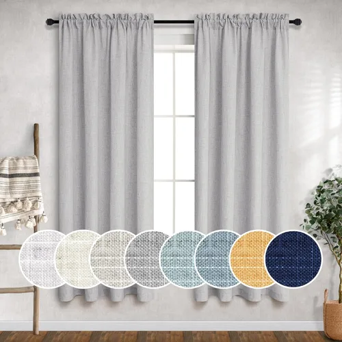 Miniatura 50 de Cortinas blancas puras de 38 pulgadas de ancho para dormitorio, juego de 2 paneles de cortinas de privacidad con bolsillo para barra, cortinas